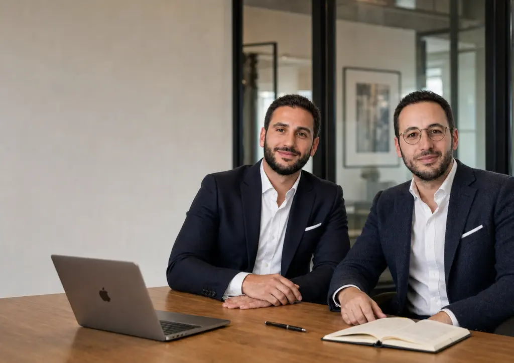 Raphaël Berguig et Alexandre Ohayon, experts-comptables associés de Nexco, dans les locaux du cabinet